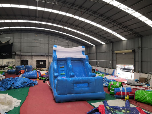 Slides úmidos infláveis comerciais com piscina e soprador de ar