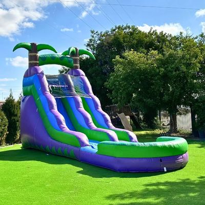 Ocasião ao ar livre Slide de água inflável cinza com três arcos de salto e piscina