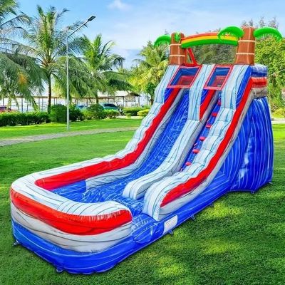 Ocasião ao ar livre Slide de água inflável cinza com três arcos de salto e piscina