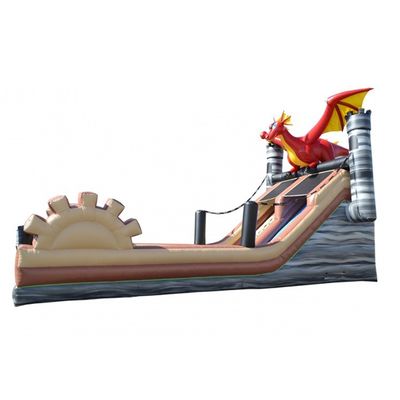 Slide de salto inflável ao ar livre com piscina e porta-bandeiras de impressão