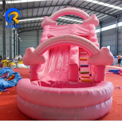 Deslizamento de água rosa puro portátil inflável com piscina Casa de salto Salto Castelo de salto