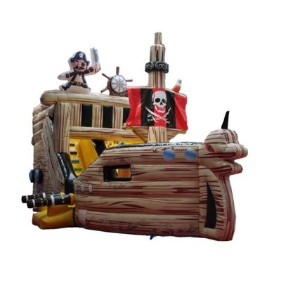 Grande escorregador pirata inflável popular de aluguel de escorregador de água com castelo de salto