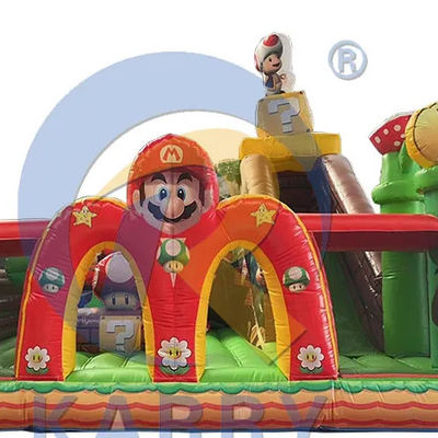 Slide salto com kits de reparação PVC comercial inflável Mario Fun City Park