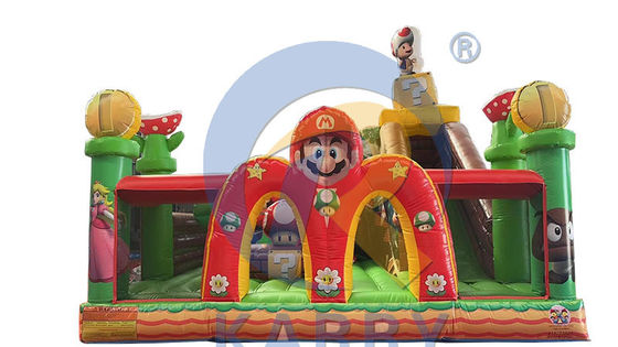 Slide salto com kits de reparação PVC comercial inflável Mario Fun City Park