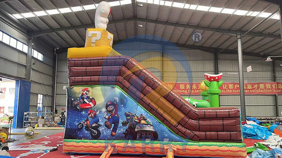 Slide salto com kits de reparação PVC comercial inflável Mario Fun City Park