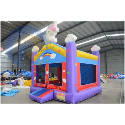 Casa de salto inflável unisex com slide Cartoon Unicorn PVC Jumping Castle