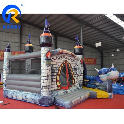 Unisex Custom Colorido PVC inflável Castelo Salto com Slide Design Dragão Big Tusk
