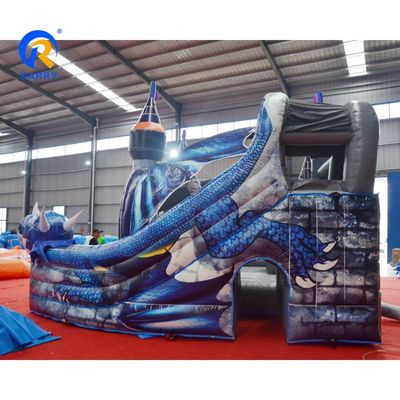 Unisex Custom Colorido PVC inflável Castelo Salto com Slide Design Dragão Big Tusk