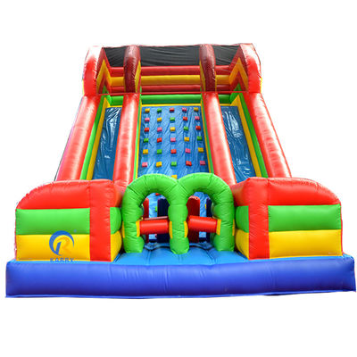 Acorde o peso real deslizamento de água inflável com piscina Combinado Obstáculo dupla pista