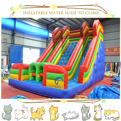 Acorde o peso real deslizamento de água inflável com piscina Combinado Obstáculo dupla pista