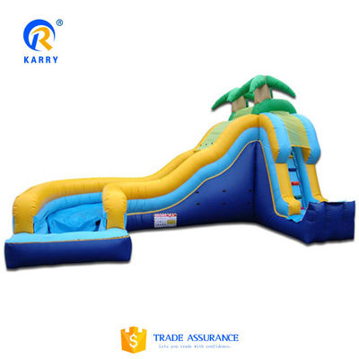 Concordar o peso real Commercial Slide de água inflável com piscina e design de palmeira