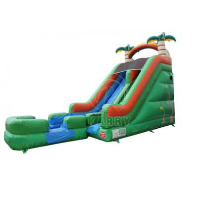 PVC Palm Tree Backyard Long Slide Slide de água inflável para 5-10 passageiros Festa divertida