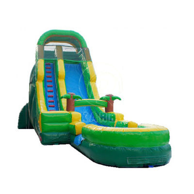 PVC Palm Tree Backyard Long Slide Slide de água inflável para 5-10 passageiros Festa divertida