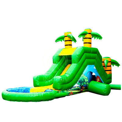 PVC Palm Tree Backyard Long Slide Slide de água inflável para 5-10 passageiros Festa divertida