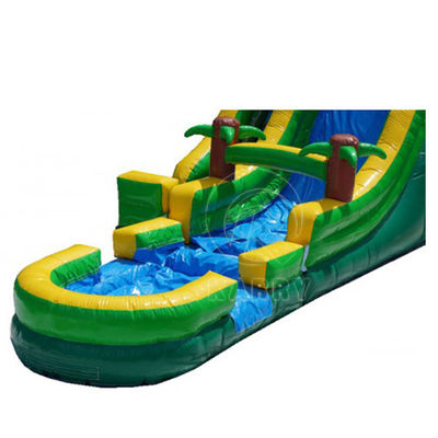 PVC Palm Tree Backyard Long Slide Slide de água inflável para 5-10 passageiros Festa divertida