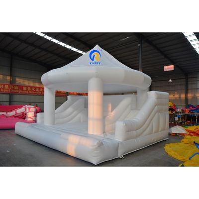 Festa de casamento de cúpula branca inflável Castelo salto com rua dupla Casa salta branca