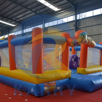 Combo de escorregador de PVC portátil com curso de obstáculos e parede de escalada inflável