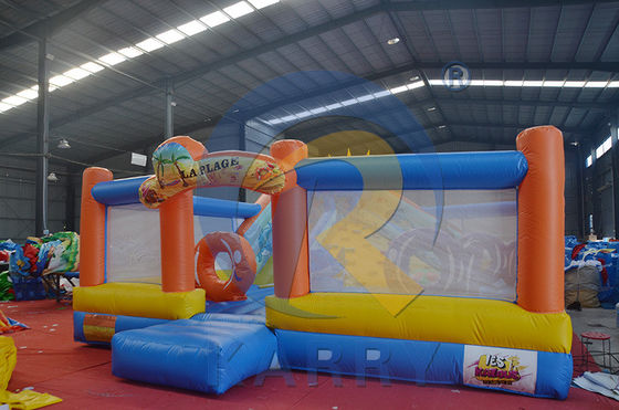 Combo de escorregador de PVC portátil com curso de obstáculos e parede de escalada inflável