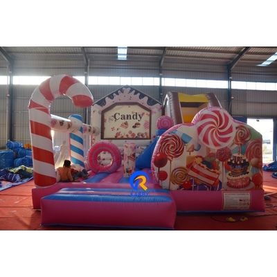 Crianças Área de Jogos de Área de Jogos de PVC inflável Candy House Bounce House Combo Water Slide