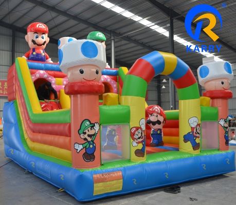 Grau comercial 6*4m Castelo inflável de salto com combinação de deslizamento de obstáculos