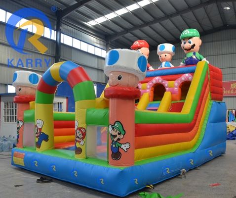 Grau comercial 6*4m Castelo inflável de salto com combinação de deslizamento de obstáculos