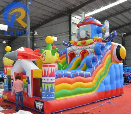 Grau comercial 6*4m Castelo inflável de salto com combinação de deslizamento de obstáculos