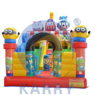 PARQUE CIDADE PORTABLE FUN com porta-bandeira inflável com escorrega para entretenimento infantil