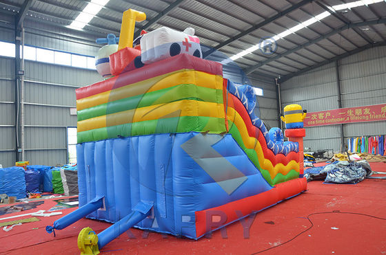 PARQUE CIDADE PORTABLE FUN com porta-bandeira inflável com escorrega para entretenimento infantil