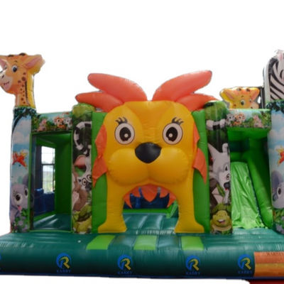 Parque de diversões infantil Trampolim com escorrega interna personalizado Jungle Lion King