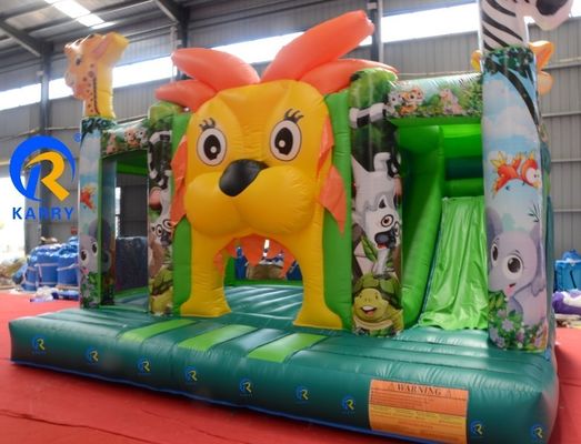 Parque de diversões infantil Trampolim com escorrega interna personalizado Jungle Lion King