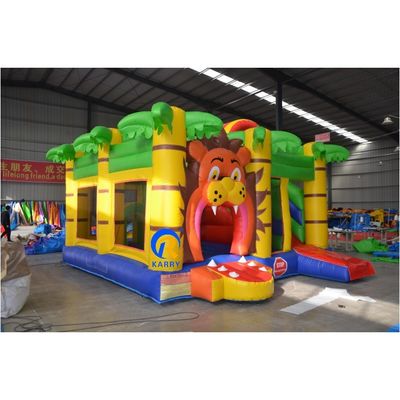 Customize aceito Leão de desenhos animados PVC inflável Slide Slide Combo para brincar com crianças