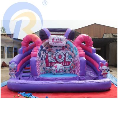 Rosa LOL tema inflável castelo saltar comercial combo casa de salto com deslizamento