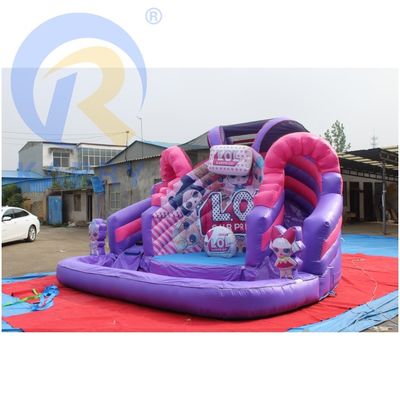 Rosa LOL tema inflável castelo saltar comercial combo casa de salto com deslizamento