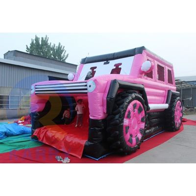 Pink Inflatable Jeep Castle Slide Combinação Bouncer SUV Jumping Castle com Blower