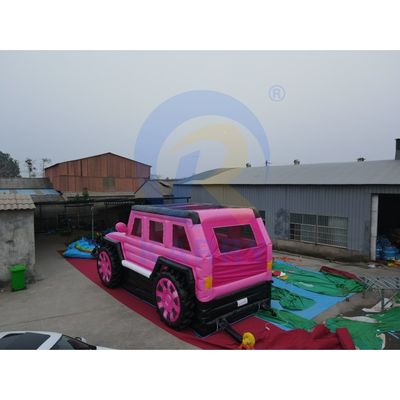 Pink Inflatable Jeep Castle Slide Combinação Bouncer SUV Jumping Castle com Blower