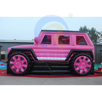 Pink Inflatable Jeep Castle Slide Combinação Bouncer SUV Jumping Castle com Blower