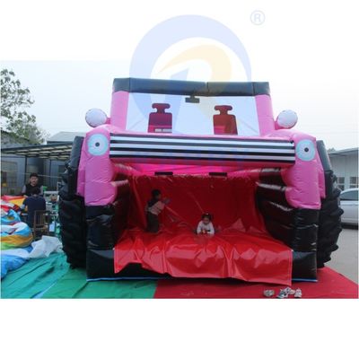 Pink Inflatable Jeep Castle Slide Combinação Bouncer SUV Jumping Castle com Blower