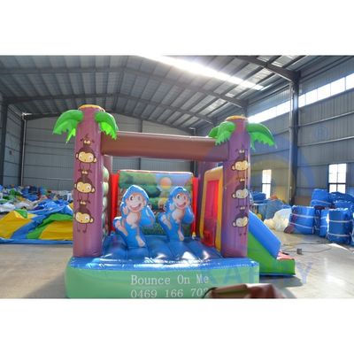 Cartoon Little Monkey Mini Inflatable Castle Slide Combinação para Jogos Indoor
