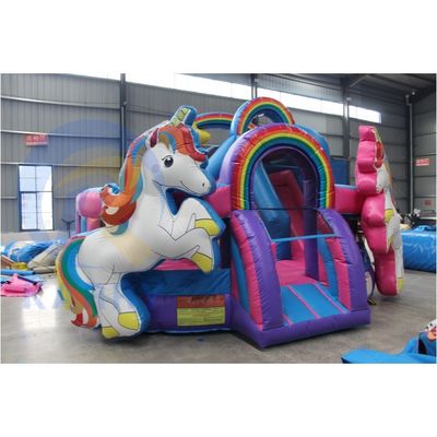 Padrões CE Double Unicorn Inflatable Castle Bounce House para crianças Parque de diversões ao ar livre