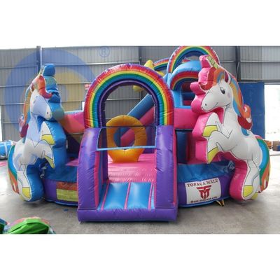 Padrões CE Double Unicorn Inflatable Castle Bounce House para crianças Parque de diversões ao ar livre
