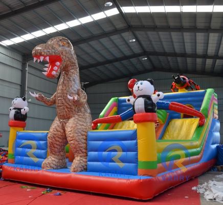 Eventos de festa Dinossauro Homem-Aranha Panda Combinação Inflável Castelo Salto com Slide