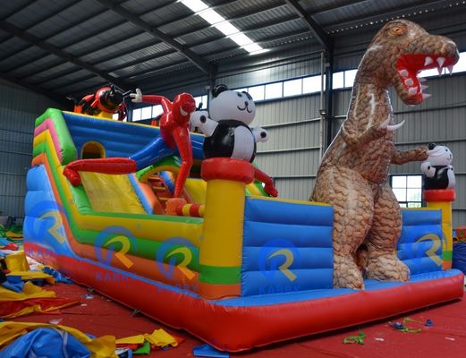 Eventos de festa Dinossauro Homem-Aranha Panda Combinação Inflável Castelo Salto com Slide