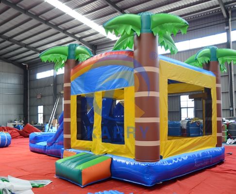 Casa de salto inflável unisex com escorrega 2024 Combinação de trampolim de palmeira