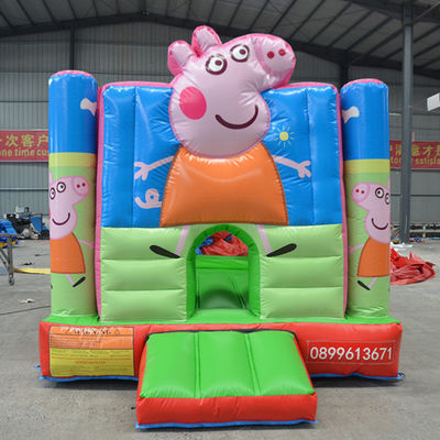 Unisex Hot Pink Cartoon Pig Bouncy Castle com Slide e Sea PVC Adventure personalizado