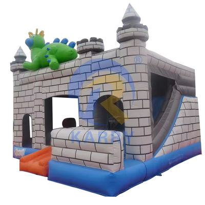 Dino Commercial Bouncy Inflatable Castle com Kit de Reparação de Slides e Acessórios