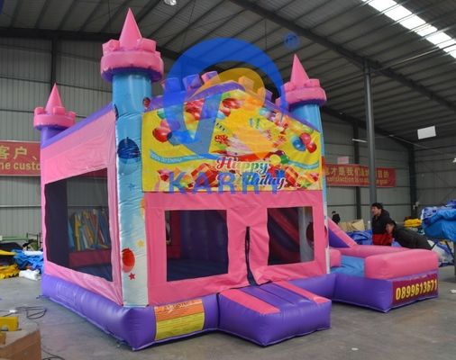 14 anos de festa de aniversário de PVC castelo de salto inflável com escorregador 5 * 5m e acessórios