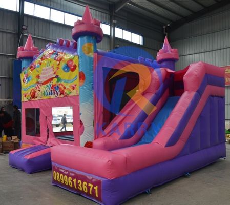 14 anos de festa de aniversário de PVC castelo de salto inflável com escorregador 5 * 5m e acessórios