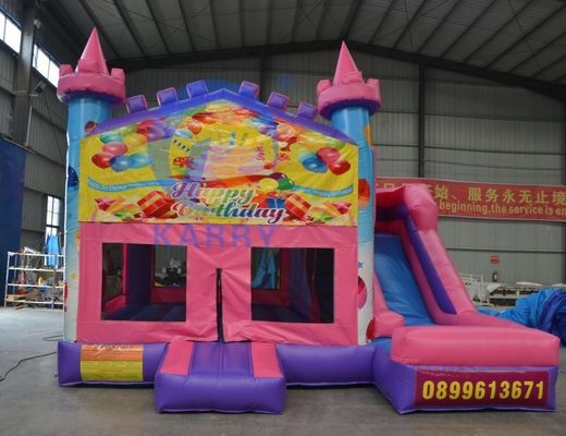 14 anos de festa de aniversário de PVC castelo de salto inflável com escorregador 5 * 5m e acessórios