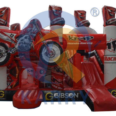 Bouncy Red 3D Racing Castle Slide Combo com inflável Bouncer Castle e logotipo personalizado