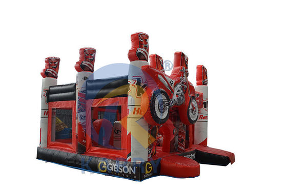 Bouncy Red 3D Racing Castle Slide Combo com inflável Bouncer Castle e logotipo personalizado